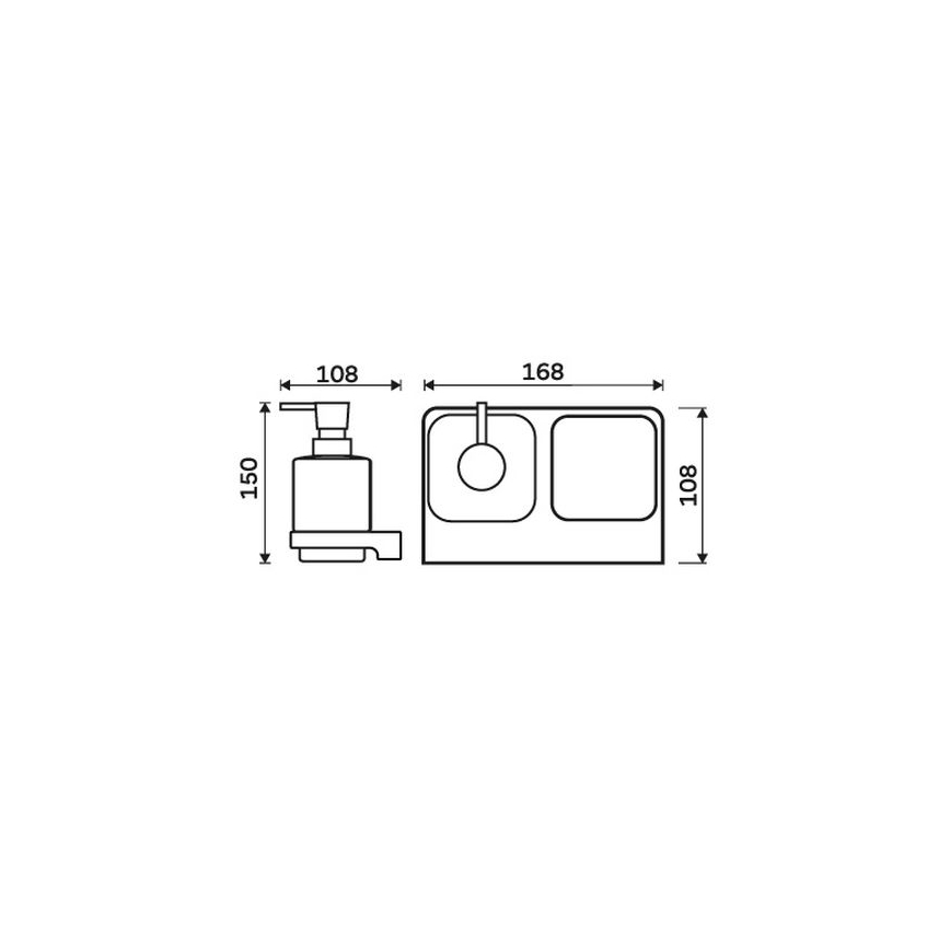 NIMCO MA 2905831K-T-26 - Distributeur mural de savon et support pour brosse à dents MAYA 320 mm blanc/chrome brillant