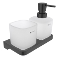 NIMCO MAC 2905831C-T-90 - Zeepdispenser voor aan de muur en tandenborstelhouder MAYA 320 mm mat glas/mat zwart