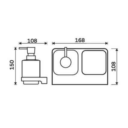NIMCO MAC 2905831K-T-90 - Distributeur mural de savon et support pour brosse à dents MAYA 320 mm blanc/mat noir