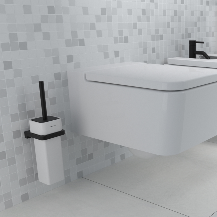NIMCO MAC 29094K-90 - Brosse de toilette à fixation murale MAYA blanc/mat noir