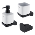 NIMCO MAC lot-31K-T-90 - Distributeur mural de savon, support pour brosse à dents et crochet mural MAYA 320 mm blanc/mat noir