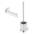 NIMCO NK lot-94KN-26 - Brosse de toilette à fixation murale et porte-papier hygiénique NIKAU blanc/chrome brillant