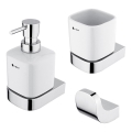NIMCO NK set-31K-26 - Wandgemonteerde zeepdispenser, tandenborstelhouder en wandhaak NIKAU 320 mm wit/glanzend chroom