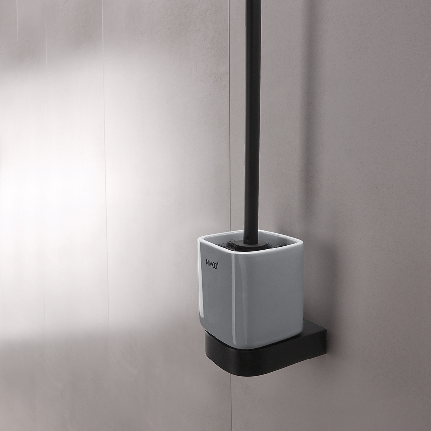 NIMCO NKC 30094KN-90 - Brosse de toilette à fixation murale NIKAU blanc/mat noir