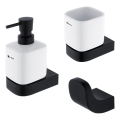 NIMCO NKC set-31K-T-90 - Wandgemonteerde zeepdispenser, tandenborstelhouder en wandhaak NIKAU 320 mm wit/mat zwart