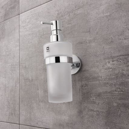 NIMCO UN lot-31W-26 - Distributeur mural de savon, support pour brosse à dents et crochet mural UNIX 250 mm mat verre/chrome brillant