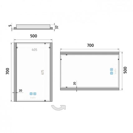 NIMCO ZP 11001VX - LED-dimbare badkamerspiegel met achtergrondverlichting LED/21W/230V 3000-6500K 70x50 cm IP44