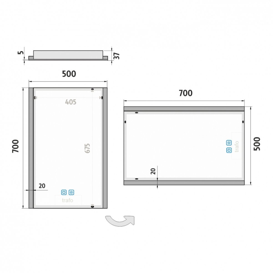 NIMCO ZP 11001VX - Miroir rétro-éclairé à intensité variable salle de bain LED/21W/230V 3000-6500K 70x50 cm IP44