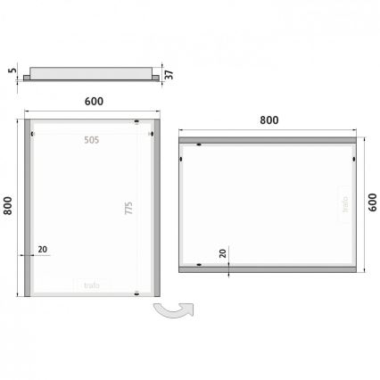NIMCO ZP 11002 - Miroir de salle de bain rétro-éclairé LED/24W/230V 6500K 80x60 cm IP44