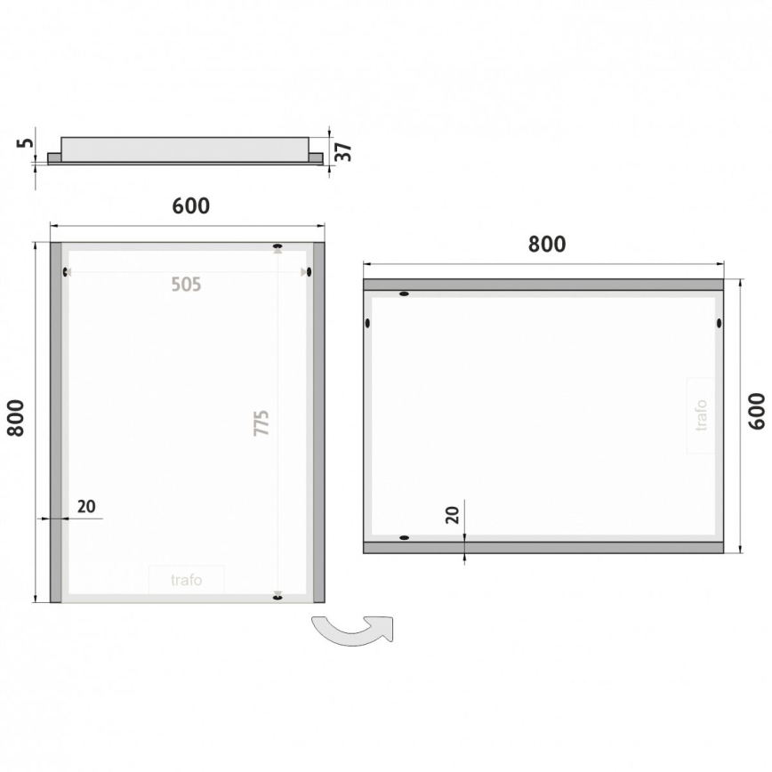 NIMCO ZP 11002 - Miroir de salle de bain rétro-éclairé LED/24W/230V 6500K 80x60 cm IP44