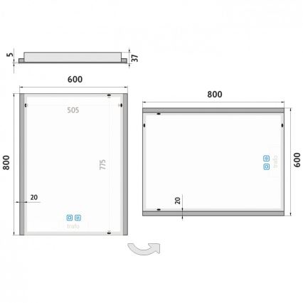NIMCO ZP 11002VX - Dimbare LED-badkamerspiegel met achtergrondverlichting LED/24W/230V 3000-6500K 80x60 cm IP44