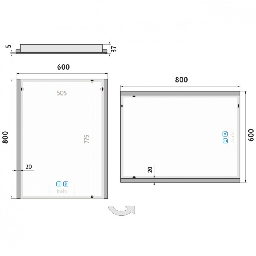 NIMCO ZP 11002VX - Miroir rétro-éclairé à intensité variable salle de bain LED/24W/230V 3000-6500K 80x60 cm IP44