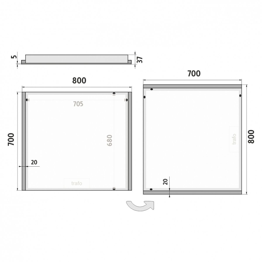 NIMCO ZP 11003 - Miroir de salle de bain rétro-éclairé LED/21W/230V 6500K 70x80 cm IP44