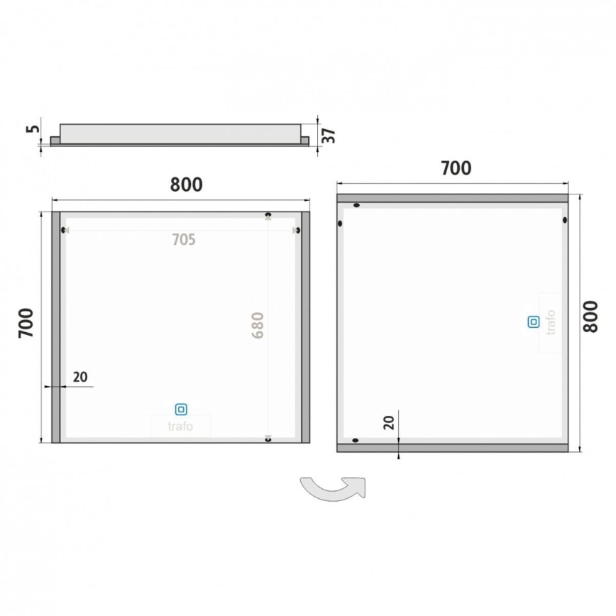 NIMCO ZP 11003V - Miroir rétro-éclairé à intensité variable salle de bain LED/21W/230V 3000-6500K 70x80 cm IP44