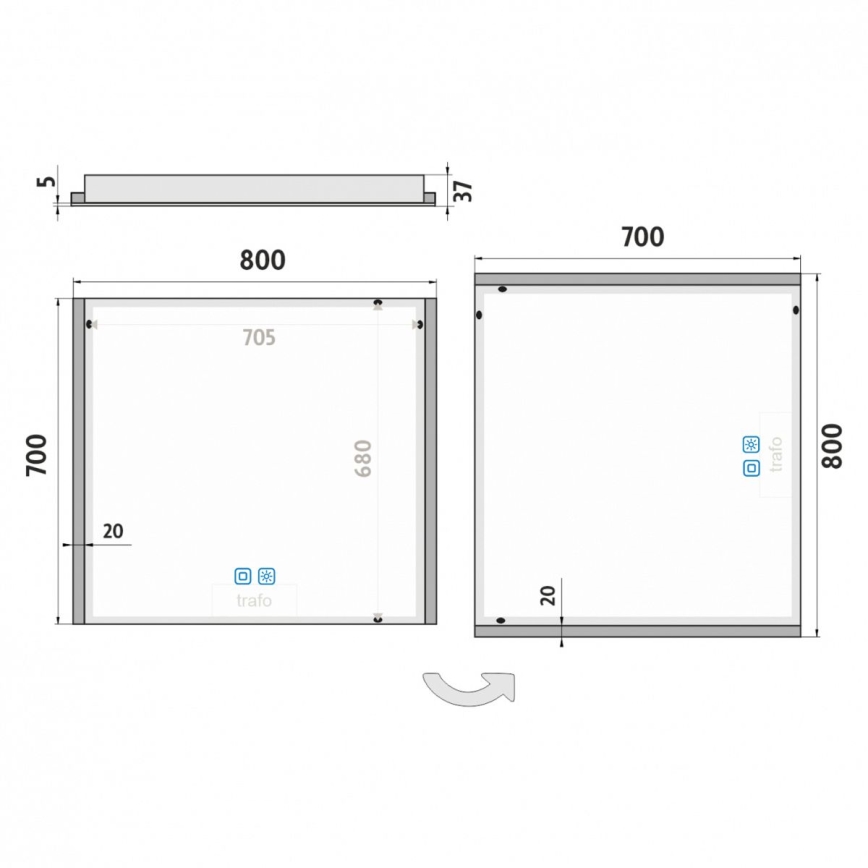 NIMCO ZP 11003VX - Miroir rétro-éclairé à intensité variable salle de bain LED/21W/230V 3000-6500K 70x80 cm IP44
