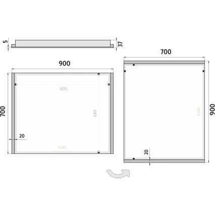 NIMCO ZP 11019 - Miroir de salle de bain rétro-éclairé LED/21W/230V 6500K 70x90 cm IP44