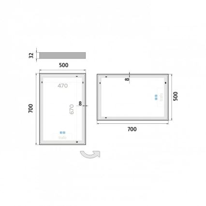 NIMCO ZP 13001VX - Miroir de salle de bains rétroéclairé à intensité variable LED/35W/230V 3000-6500K 70x50 cm IP44