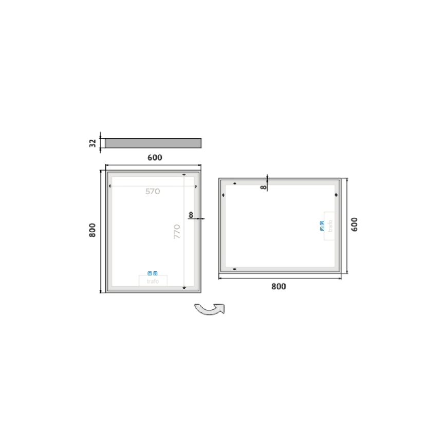 NIMCO ZP 13002VX - Miroir rétroéclairé dimmable pour salle de bains LED/41W/230V 3000-6500K 80x60 cm IP44