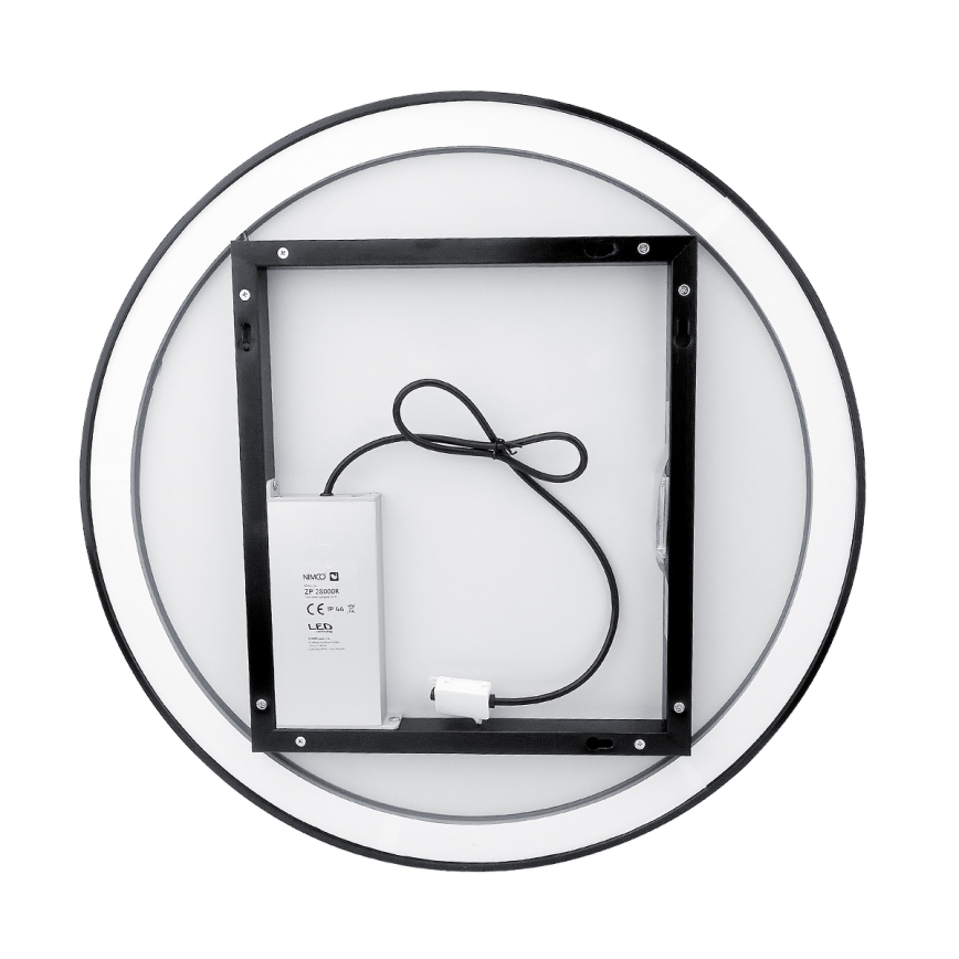 NIMCO ZPC 28001RVX-90 - LED Badkamerspiegel met dimbare verlichting LED/33W/230V 3000-6500K diameter 70 cm mat zwart IP44