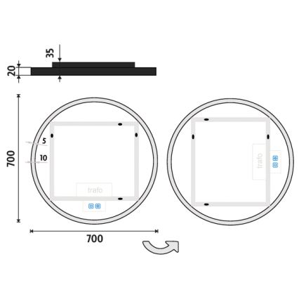 NIMCO ZPC 28001RVX-90 - LED Badkamerspiegel met dimbare verlichting LED/33W/230V 3000-6500K diameter 70 cm mat zwart IP44