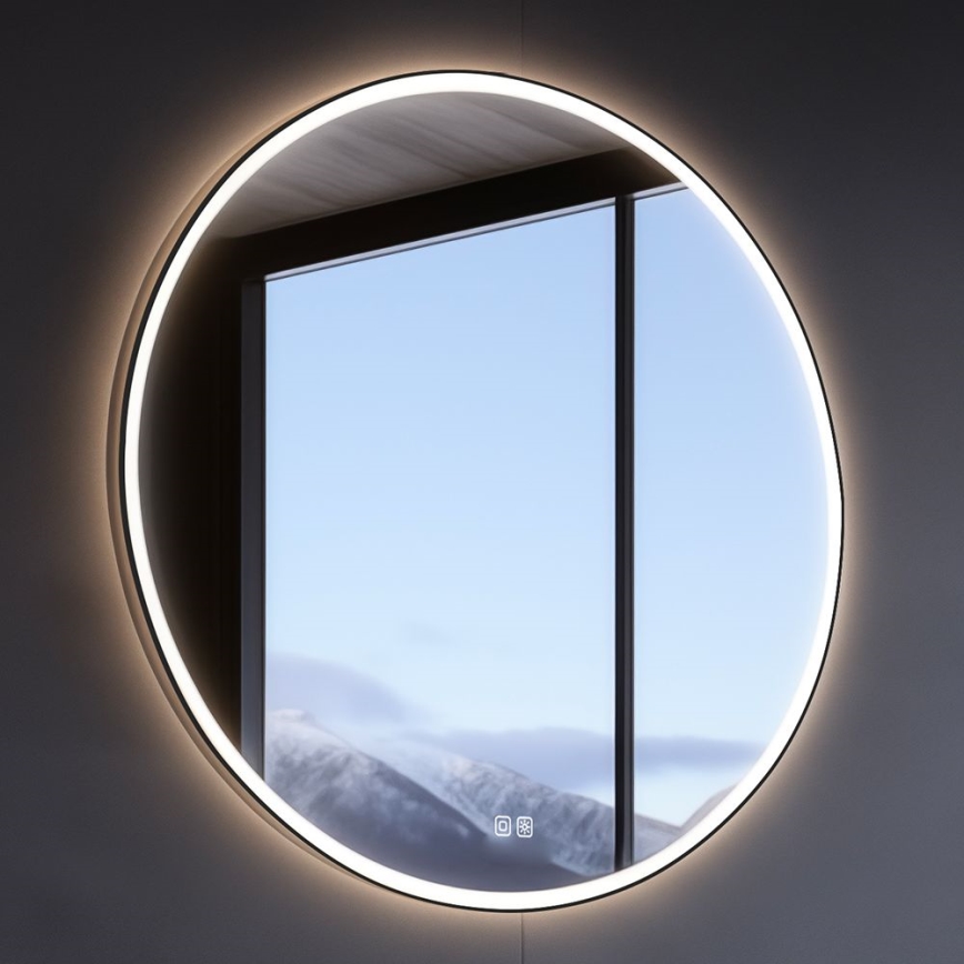 NIMCO ZPC 28001RVX-90 - LED Badkamerspiegel met dimbare verlichting LED/33W/230V 3000-6500K diameter 70 cm mat zwart IP44