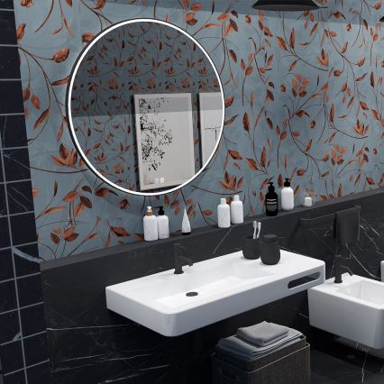 NIMCO ZPC 28001RVX-90 - Miroir rétro-éclairé à intensité variable salle de bain LED/33W/230V 3000-6500K d. 70 cm mat noir IP44