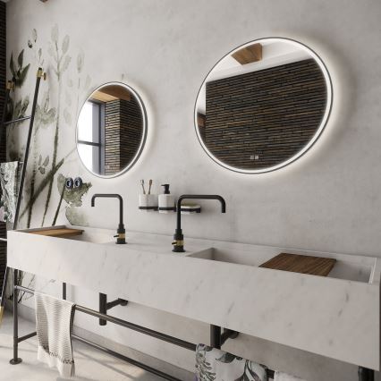 NIMCO ZPC 28001RVX-90 - Miroir rétro-éclairé à intensité variable salle de bain LED/33W/230V 3000-6500K d. 70 cm mat noir IP44