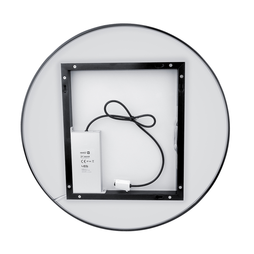NIMCO ZPC 31000RVX-90 - LED Badkamerspiegel met dimbare verlichting LED/20W/230V 3000-6500K diameter 60 cm mat zwart IP44