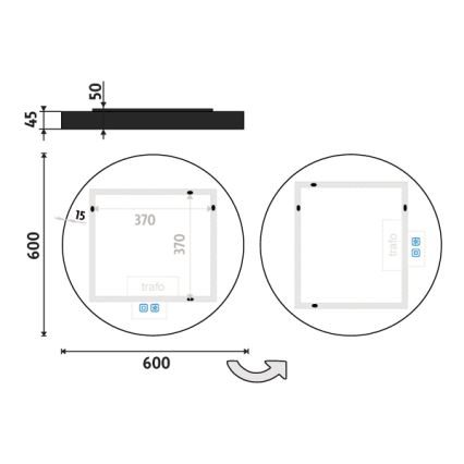 NIMCO ZPC 31000RVX-90 - LED Badkamerspiegel met dimbare verlichting LED/20W/230V 3000-6500K diameter 60 cm mat zwart IP44