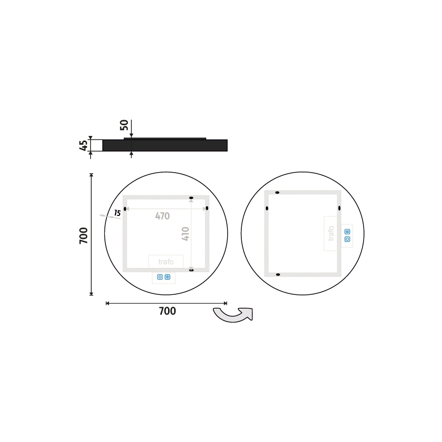 NIMCO ZPC 31001RVX-90 - LED Badkamerspiegel met dimbare verlichting LED/22W/230V 3000-6500K diameter 70 cm mat zwart IP44