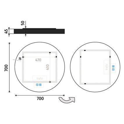 NIMCO ZPC 31001RVX-90 - Miroir LED rétroéclairé dimmable pour salle de bains LED/22W/230V 3000-6500K Ø 70 cm noir mat IP44