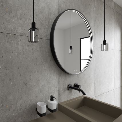 NIMCO ZPC 31002RVX-90 - Miroir rétro-éclairé à intensité variable salle de bain LED/26W/230V 3000-6500K d. 80 cm mat noir IP44