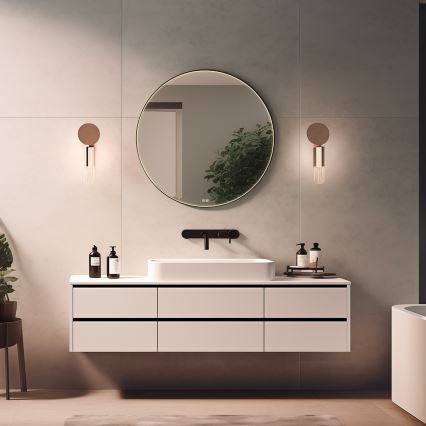 NIMCO ZPC 31002RVX-90 - Miroir rétro-éclairé à intensité variable salle de bain LED/26W/230V 3000-6500K d. 80 cm mat noir IP44