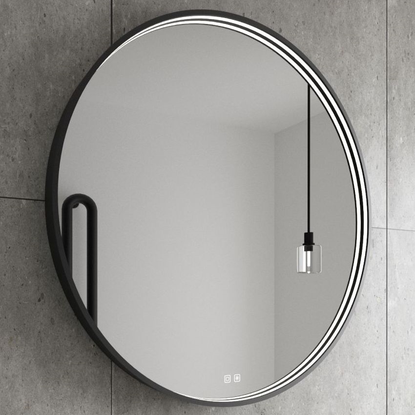 NIMCO ZPC 31002RVX-90 - Miroir rétro-éclairé à intensité variable salle de bain LED/26W/230V 3000-6500K d. 80 cm mat noir IP44