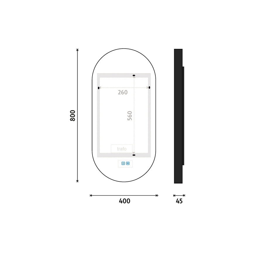 NIMCO ZPC 32002LVX-90 - LED Badkamerspiegel met dimbare verlichting LED/25W/230V 3000-6500K 80x40 cm mat zwart  IP44