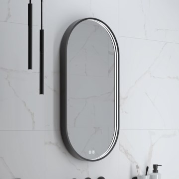 NIMCO ZPC 32002LVX-90 - LED-dimbare achtergrondverlichte badkamerspiegel LED/25W/230V 3000-6500K 80x40 cm mat zwart IP44