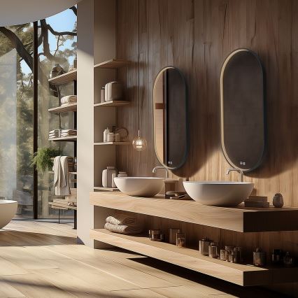 NIMCO ZPC 32002LVX-90 - Miroir LED rétroéclairé dimmable pour salle de bains LED/25W/230V 3000-6500K 80x40 cm noir mat IP44