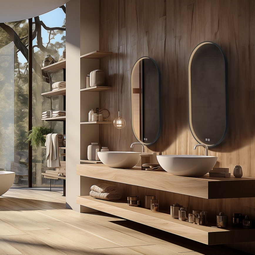 NIMCO ZPC 32002LVX-90 - Miroir LED rétroéclairé dimmable pour salle de bains LED/25W/230V 3000-6500K 80x40 cm noir mat IP44