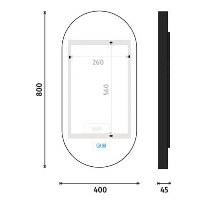 NIMCO ZPC 32002LVX-90 - Miroir rétro-éclairé à intensité variable salle de bain LED/25W/230V 3000-6500K 80x40 cm mat noir  IP44