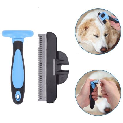 Nobleza - Brosse pour chiens et chats bleu 10,5 cm