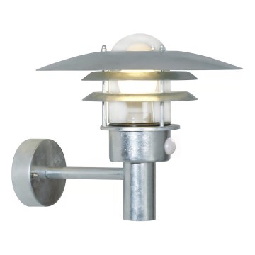 Nordlux - Applique murale d'extérieur avec détecteur LONSTRUP 1xE27/60W/230V IP44 argentée