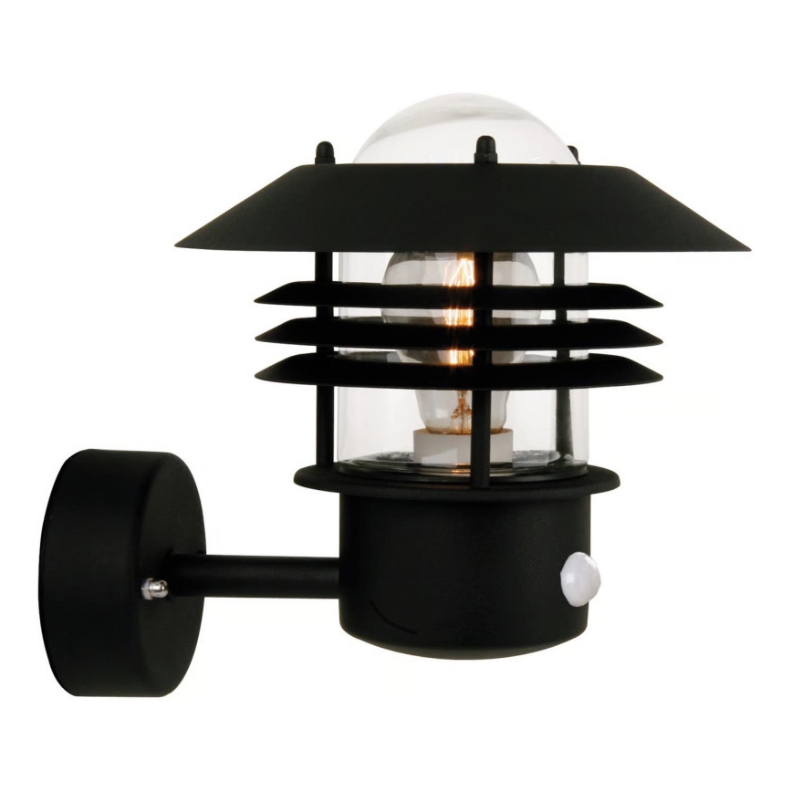 Nordlux - Applique murale d'extérieur avec détecteur VEJERS 1xE27/60W/230V IP54 noire