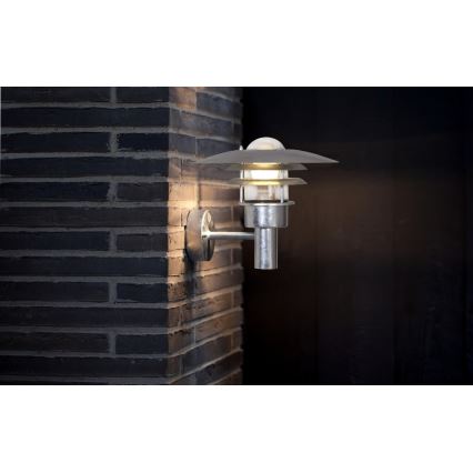 Nordlux - Applique murale extérieure LONSTRUP 1xE27/60W/230V IP44 argent