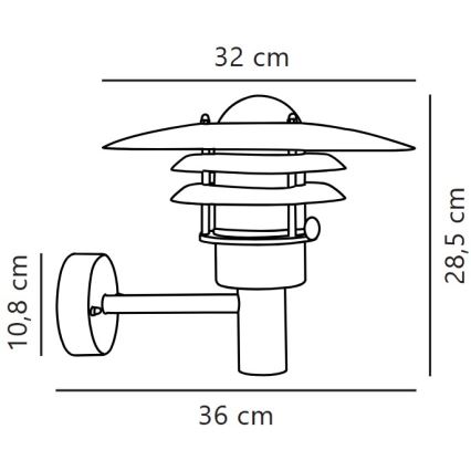 Nordlux - Applique murale extérieure LONSTRUP 1xE27/60W/230V IP44 argent