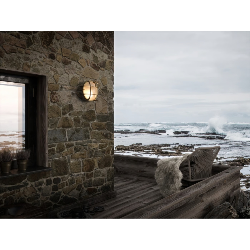 Nordlux - Buitenwandlamp POLPERRO 1xE27/12,5W/230V IP64 messing