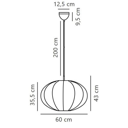 Nordlux - Hanglamp aan een koord AERON 1xE27/40W/230V diameter 60 cm