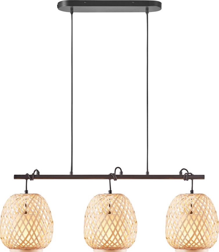 Nordlux - Hanglamp aan een koord HISOKA 3xE27/40W/230V zwart/bamboe