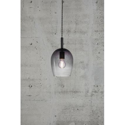 Nordlux - Hanglamp aan kabel UMA 1x E27/40W/230V Ø 18 cm zwart/rookglas