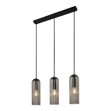 Nordlux - Hanglamp MIELLA met kabel 3xE27/25W/230V zwart/rookglas