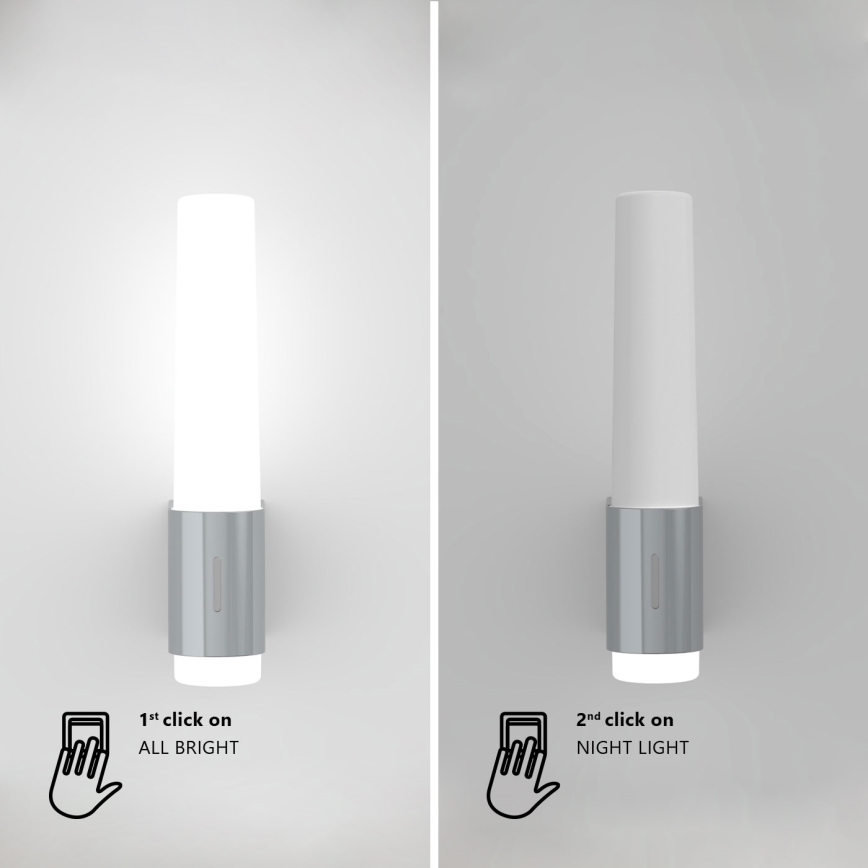 Nordlux - LED Dimbaar Badkamer wandlamp HELVA LED/6,8W/230V IP44 CRI 90 glanzend chroom